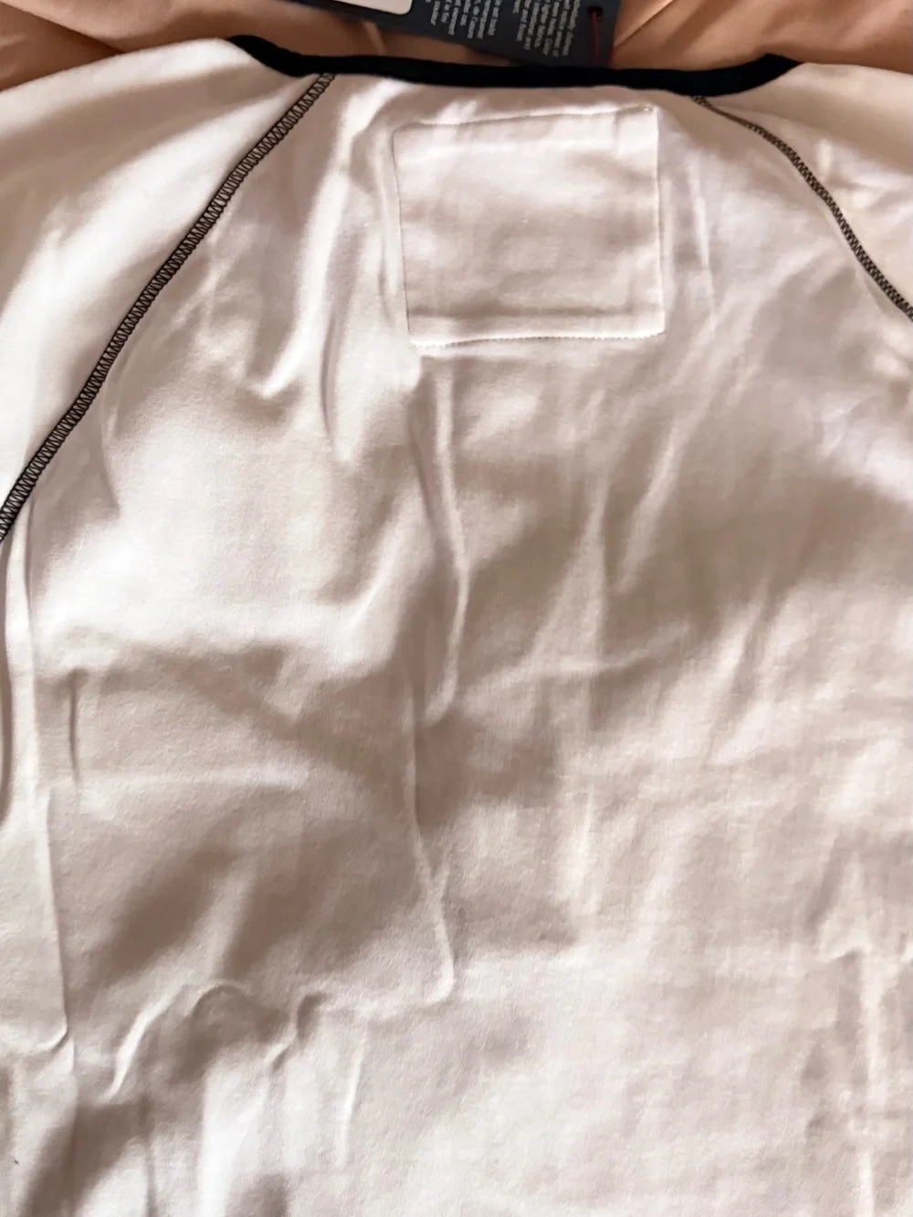 True Religion White Long-Sleeve Henley with Black Contrast Trim